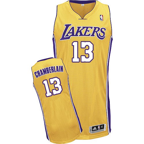 Mens Adidas Los Angeles Lakers 13 Wilt Chamberlain Authentic Gold Home NBA Jersey